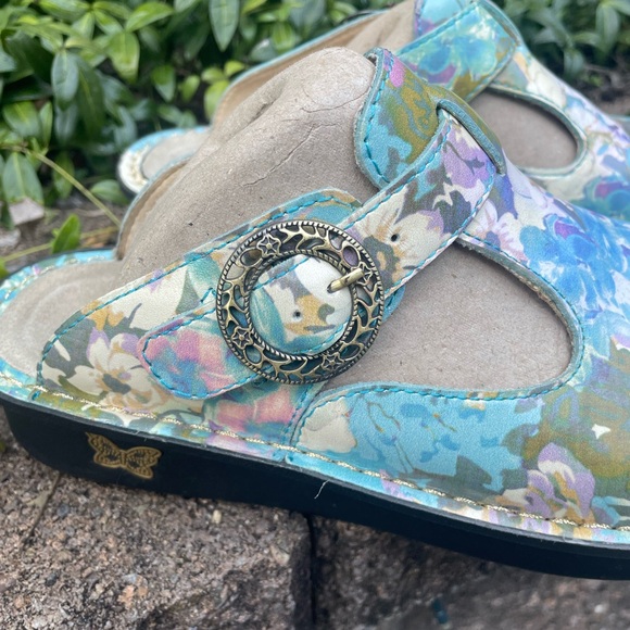 Algeria PG Lite Classic Clog Platform Mule Slip On Size 38 Floral Leather - Picture 3 of 10